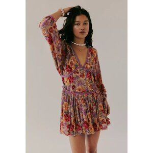 NWT FP Sweet Dreams Printed Mini Dress - Color: Taupe Combo